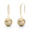 Image 2 : 0.18 CTW Micro Pave VS/SI Diamond & Golden Pearl Designer Earrings 18K Yellow Gold - REF-34X5T - 226