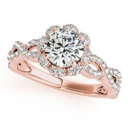 1.69 CTW Certified VS/SI Diamond Solitaire Halo Ring 18K Rose Gold - REF-411M3H - 26821