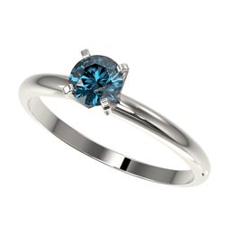 0.50 CTW Certified Intense Blue SI Diamond Solitaire Engagement Ring 10K White Gold - REF-58X2T - 32