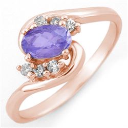 0.60 CTW Tanzanite & Diamond Ring 14K Rose Gold - REF-27X6T - 10173