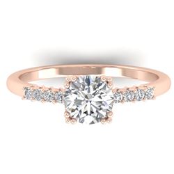 0.93 CTW Certified VS/SI Diamond Solitaire Art Deco Ring 14K Rose Gold - REF-171N3Y - 30457