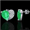 Image 2 : 2.50 CTW Emerald & Micro Pave VS/SI Diamond Earrings 10K White Gold - REF-33A8X - 20072