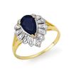Image 1 : 1.12 CTW Blue Sapphire & Diamond Ring 10K Yellow Gold - REF-12H5A - 13551