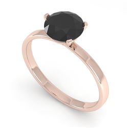 1.0 CTW Black Certified Diamond Engagement Ring Martini 14K Rose Gold - REF-28M5H - 38328