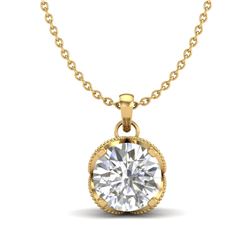1.13 CTW VS/SI Diamond Solitaire Art Deco Necklace 18K Yellow Gold - REF-217H3A - 36865