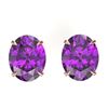 Image 1 : 5 CTW Amethyst Designer Inspired Solitaire Stud Earrings 14K Rose Gold - REF-25H8A - 21648