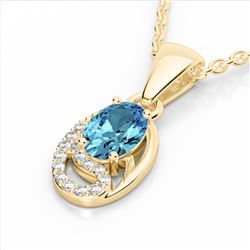 1.25 CTW Sky Blue Topaz & Micro Pave VS/SI Diamond Necklace 10K Yellow Gold - REF-19T6M - 22345