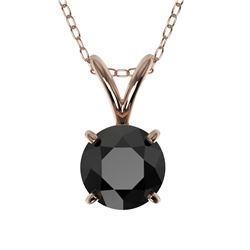 0.75 CTW Fancy Black VS Diamond Solitaire Necklace 10K Rose Gold - REF-22A5X - 33176