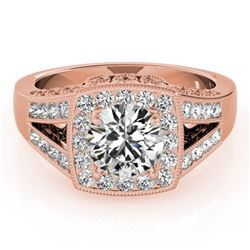 1.65 CTW Certified VS/SI Diamond Solitaire Halo Ring 18K Rose Gold - REF-608K9W - 27028