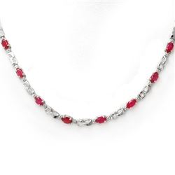9.02 CTW Ruby & Diamond Necklace 10K White Gold - REF-94M5H - 11402
