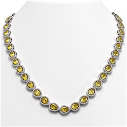 33.35 CTW Fancy Citrine & Diamond Halo Necklace 10K White Gold - REF-590X5T - 41084
