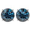 Image 1 : 4 CTW Certified Intense Blue SI Diamond Solitaire Stud Earrings 10K White Gold - REF-679W9F - 33137