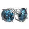 Image 4 : 4 CTW Certified Intense Blue SI Diamond Solitaire Stud Earrings 10K White Gold - REF-679W9F - 33137