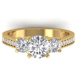 1.75 CTW Certified VS/SI Diamond 3 Stone Ring 14K Yellow Gold - REF-389M8H - 30389