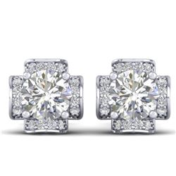 1.85 CTW Certified VS/SI Diamond Art Deco Stud Earrings 14K White Gold - REF-210W2F - 30276