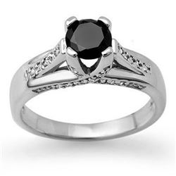 1.18 CTW VS Certified Black & White Diamond Ring 14K White Gold - REF-64K2W - 11881