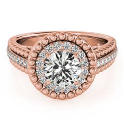 1.15 CTW Certified VS/SI Diamond Solitaire Halo Ring 18K Rose Gold - REF-217W3F - 26570