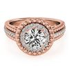 1.15 CTW Certified VS/SI Diamond Solitaire Halo Ring 18K Rose Gold - REF-217W3F - 26570