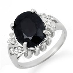 4.83 CTW Blue Sapphire & Diamond Ring 10K White Gold - REF-47A3X - 13570