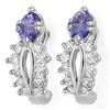 0.80 CTW Tanzanite & Diamond Earrings 18K White Gold - REF-50H2A - 10613