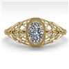 Image 1 : 0.50 CTW VS/SI Oval Diamond Solitaire Engagement Ring Deco Size 7 18K Yellow Gold - REF-104A8X - 360