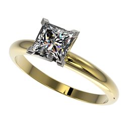 1.25 CTW Certified VS/SI Quality Princess Diamond Solitaire Ring 10K Yellow Gold - REF-372Y3K - 3291