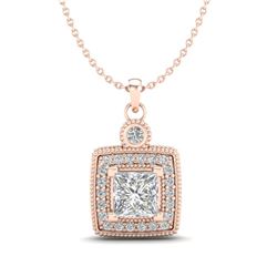 0.91 CTW Princess VS/SI Diamond Art Deco Stud Necklace 18K Rose Gold - REF-145K5W - 37131