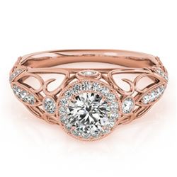 0.93 CTW Certified VS/SI Diamond Solitaire Antique Ring 18K Rose Gold - REF-167T3M - 27328