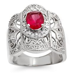 2.15 CTW Rubellite & Diamond Ring 10K White Gold - REF-75W3F - 10686