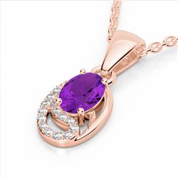 1.25 CTW Amethyst & Micro VS/SI Diamond Necklace 10K Rose Gold - REF-18F9N - 22340
