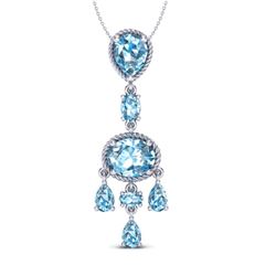 8 CTW Sky Blue Topaz Necklace Designer Vintage 10K White Gold - REF-34M4H - 20396