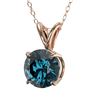 Image 2 : 1 CTW Certified Intense Blue SI Diamond Solitaire Necklace 10K Rose Gold - REF-111M2H - 33189