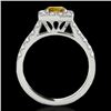 Image 2 : 2 CTW Certified Si/I Fancy Intense Yellow Diamond Solitaire Halo Ring 10K White Gold - REF-210X9T - 