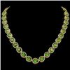 Image 1 : 33.6 CTW Peridot & Diamond Halo Necklace 10K Yellow Gold - REF-675H3A - 41215