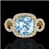 Image 1 : 3.75 CTW Topaz & Micro VS/SI Diamond Ring 18K Yellow Gold - REF-65X3T - 23014
