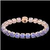 Image 2 : 40 CTW Tanzanite & Micro Pave VS/SI Diamond Halo Bracelet 14K Rose Gold - REF-548A2X - 23325