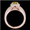 Image 2 : 2.25 CTW Certified Si/I Fancy Intense Yellow Diamond Solitaire Halo Ring 10K Rose Gold - REF-316Y4K 