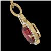 Image 2 : 4 CTW Garnet & Micro Pave Solitaire Halo VS/SI Diamond Necklace 14K Yellow Gold - REF-45W3F - 22763