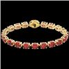 Image 2 : 17.25 CTW Pink Tourmaline & VS/SI Diamond Micro Halo Bracelet 14K Yellow Gold - REF-218Y2K - 40243