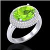 Image 1 : 4.50 CTW Peridot & Micro Pave VS/SI Diamond Ring 18K White Gold - REF-116H2A - 20920