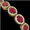 Image 4 : 15.2 CTW Ruby & Diamond Halo Bracelet 10K Yellow Gold - REF-255Y3K - 40456