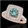 Image 1 : 2.3 CTW Si Certified Fancy Blue Diamond Solitaire Halo Ring 10K Rose Gold - REF-254W5F - 34600