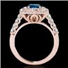 Image 2 : 2.3 CTW Si Certified Fancy Blue Diamond Solitaire Halo Ring 10K Rose Gold - REF-254W5F - 34600