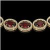 Image 4 : 50.08 CTW Garnet & Diamond Halo Necklace 10K Yellow Gold - REF-555N6Y - 40600