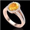 Image 2 : 3 CTW Citrine & Micro VS/SI Diamond Halo Solitaire Ring 14K Rose Gold - REF-57M6H - 20935