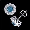 Image 4 : 1.32 CTW Fancy Intense Blue Diamond Art Deco Stud Earrings 18K White Gold - REF-218A2X - 37838