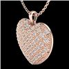 Image 2 : 1.0 Designer CTW Micro Pave VS/SI Diamond Heart Necklace 14K Rose Gold - REF-87N3Y - 20489