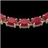 Image 1 : 68 CTW Ruby Eternity Designer Inspired Tennis Necklace 14K Yellow Gold - REF-234H9A - 23408