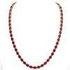 Image 4 : 68 CTW Ruby Eternity Designer Inspired Tennis Necklace 14K Yellow Gold - REF-234H9A - 23408