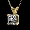 Image 2 : 1 CTW Certified VS/SI Quality Princess Diamond Solitaire Necklace 10K Yellow Gold - REF-265W3F - 331